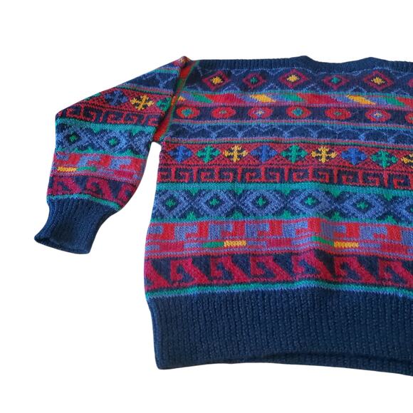 VTG Peruvian Connection Sweater M 100% Alpaca Bolivia Handmade Ethnic Geometric - Picture 10 of 12